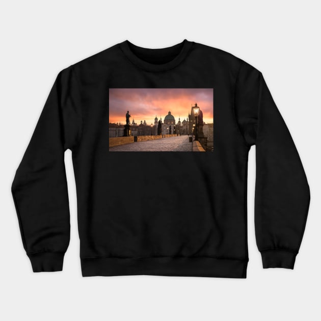 Charles Bridge (Karluv most) in Prague, Czech Republic Crewneck Sweatshirt by mitzobs